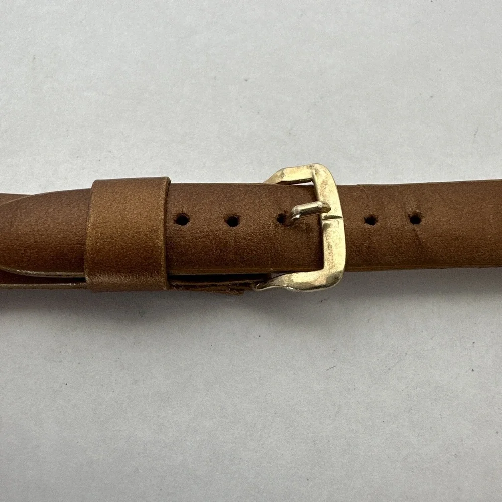 Caravelle Brown Leather Watch Strap Gold Tone Buckle Replacement Band